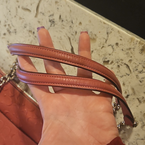 Coach 2018 Pink Embossed Tote with Chain Straps - Picture 9 of 16